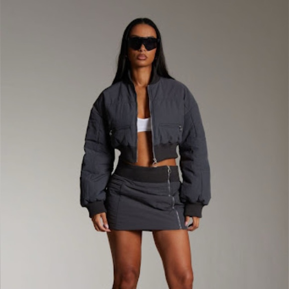 MAKE AN OFFER! CROPPED GRANITE BOMBER JACKET - Picture 1 of 2